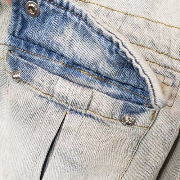 Free People Military Lace Up Back Denim Jacket XS Coat Jean - Picture 6 of 12